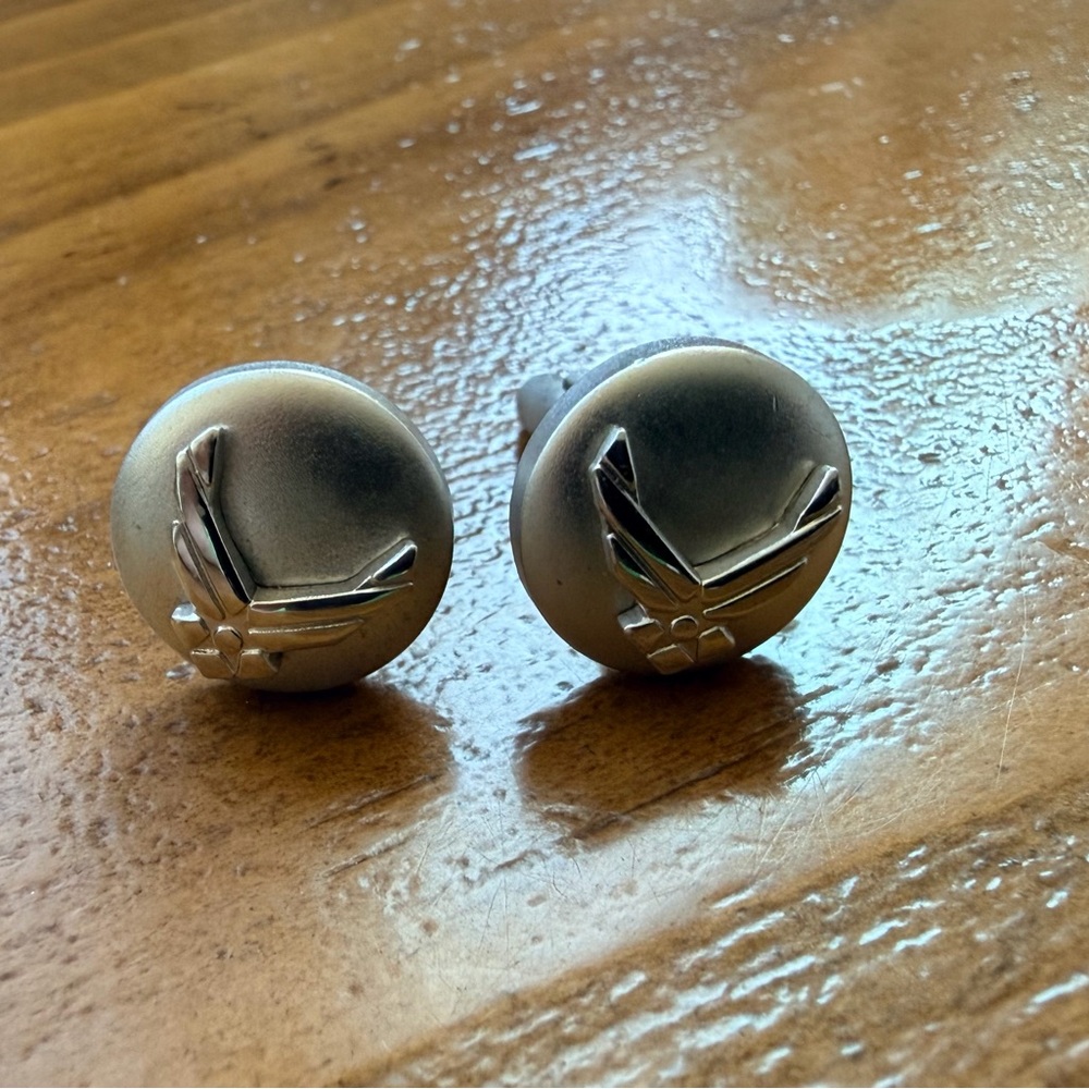 Air Force Wings Symbol USAF Silver Cufflinks Fancy Gift Box & Polishing Cloth